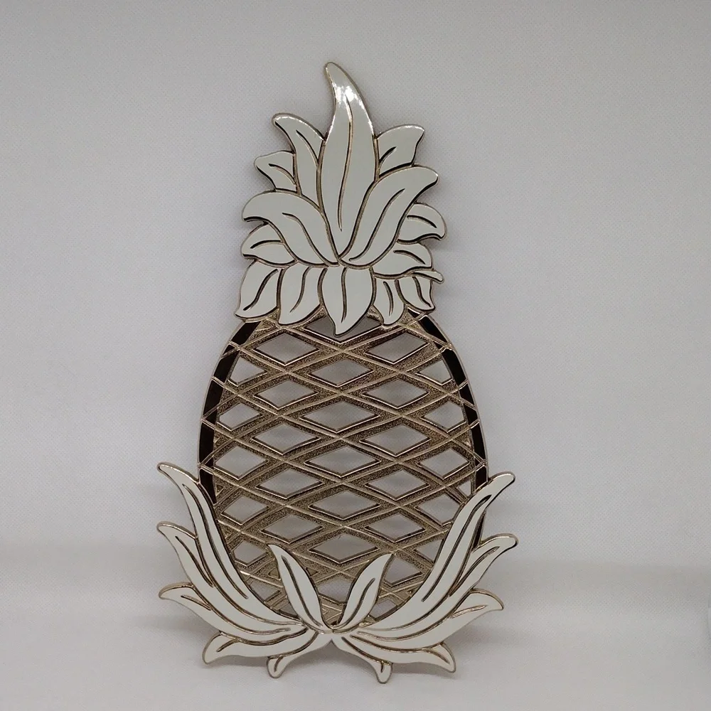 Vintage Wm. A. Rogers‎ Oneida Bronze/Enamel Plate Pineapple Trivet